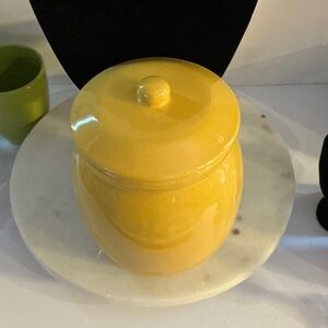 Yellow Ceramic Kitchen Storage Jar with Lid